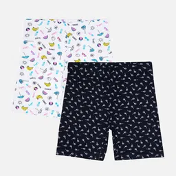 Bodycare Kids Girls Pack Of 2 Conversational Printed Cotton Shorts-picture-29