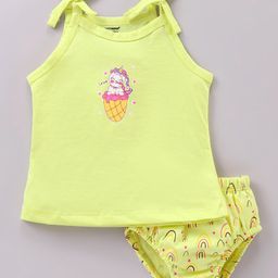 Cucumber Singlet Sleeves Unicorn Printed Inner Wear Set - Yellow-picture-4