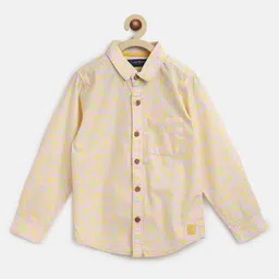 Tales & Stories Boys 100% Cotton Abstract Design Printed Regular Fit Shirt - Peach-picture-26