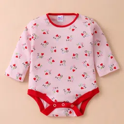 Ben Benny 100% Cotton Interlock Knit Full Sleeves  Onesie Text Print - Pink & Red-picture-25