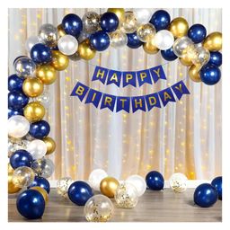 Bubble Trouble Rosegold Happy Birthday Decoration Items Kit Set for Kids Girls Boy Party Fabric Net Curtain Balloons Special Decorate Balloon Set 48 Pcs With Net Curtain & Led Light | Decoration kit-picture-27
