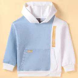 Little Kangaroos Fleece Knitted Full Sleeves Hooded Jacket With Kangaroo Pockets - White-picture-25