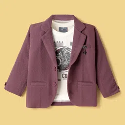 Dapper Dudes Full Sleeves Textured Blazer With Tee - Onion Pink-picture-13