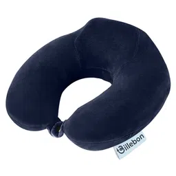 Billebon Premium Neck Pillow Navy Blue Memory Foam Filled Contoured Pillow-picture-38