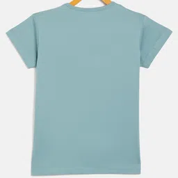 Fort Divine Cotton Lycra Knit Half Sleeves Gorgeous Text Printed Tee - Pista image 3