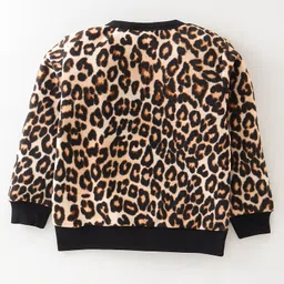 CrayonFlakes Full Sleeves Leopard Printed Polar Fleece Coordinating  Sweatshirt &  Joggers Set - Brown image 4