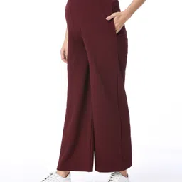 Bella Mama Full Length High Coverage Rib Solid Knit Pant - Wine Maroon image 4