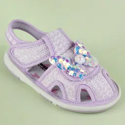Cute Walk by Babyhug Sandals With Butterfly Applique & Velcro Closure - Purple image 3