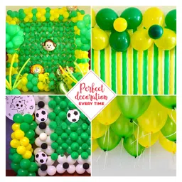 Zyozi Green & Yellow Metallic Balloons with Ribbon for Birthday Party Decorations - Pack of 42 image 5