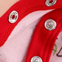 Ben Benny 100% Cotton Interlock Knit Full Sleeves  Onesie Text Print - Pink & Red image 5