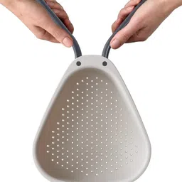 ADKD Kitchen Colander & Strainer with Foldable Handle - Vegetable Washer, Pasta & Rice Drainer, Multi-Purpose Food Strainer for Home & Cooking (Color and Design May Vary) image 5