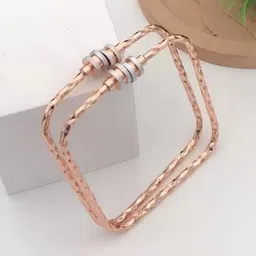 DIMIKI Rose Gold-Plated American Diamond Studded Square Cuff Bracelet image 1