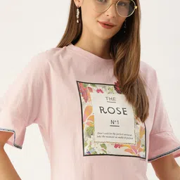 Lee Cooper Women Pink Graphic Printed High-Low Top-image-3