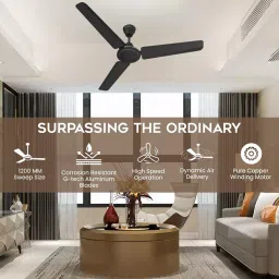 Polycab Nippy Ceiling Fan Matt Black 1200 mm 52 W image 4