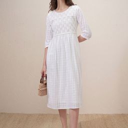 Vishudh Checked Cotton Fit & Flare Midi Dress-picture-49