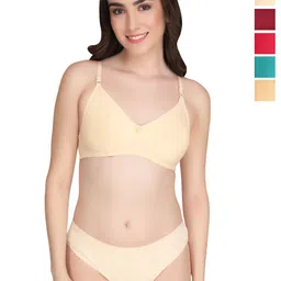 Liigne Women Pack Of 5 Lightly Padded Bra Pure Cotton Lingerie Set-picture-27