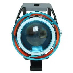 AllExtreme U11 CREE LED Headlight Projector Fog Lamp with Red & Blue Dual Angel Eyes Ring for Car, Motorcycle and Jeep (15W, Red & Blue, 1 Pc) image 3