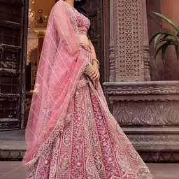 panchhi Embellished Sequinned Semi-Stitched Lehenga & Unstitched Blouse With Dupatta image 2