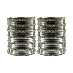 Vidhya Kangan Set Of 62 Silver-Plated Stone-Studded Bangles-image-67