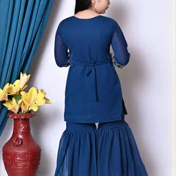 Jbegam Girls Blue Cotton Dresses image 4
