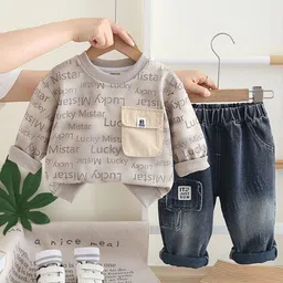 INCLUD Boys Typographic Printed Sweatshirt With Trousers-picture-14
