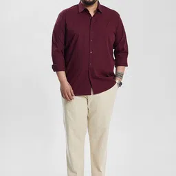 Snitch Men Plus Size Classic Regular Fit Spread Collar Solid Cotton Casual Shirt image 3