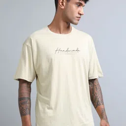 FROSEN FOX Men Typography Printed Round Neck Cotton Oversized T-shirt-picture-17