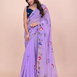 Avojee Floral Poly Georgette Saree image 5