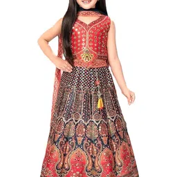 Sangria Girls Printed Ready to Wear Lehenga & Blouse With Dupatta-image-69