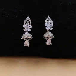JYONA Silver-Plated American Diamond & Cubic Zirconia Studded Dome Shaped Jhumkas-picture-23