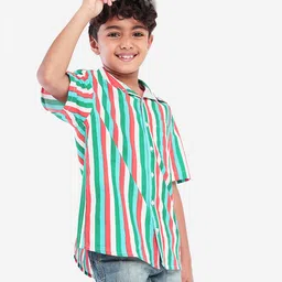 Bonkids Half Sleeves Awning Striped Shirt - Multi Colour-picture-12