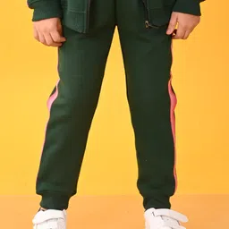 Anthrilo Glitter Side Tape Embellished Fleece Joggers - Green image 1