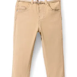 Babyhug Denim Washed Full LengthJeans With Stretch Solid Colour - Beige-picture-38