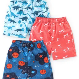 Babyhug Cotton Poplin Woven Boxer Dino Print Pack of 3 - Multicolor-picture-20