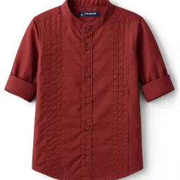 Pine Kids Cotton Woven Full Sleeves Solid Party Shirt - Maroon-picture-27