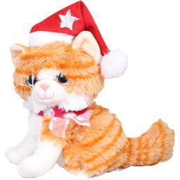 Tickles Cat with Christmas Santa Cap Glitter Eye Soft Stuffed Plush Animal Toy for Kids Boys & Girls Birthday Gift (Color: Orange Size: Length 20 cm)-picture-8