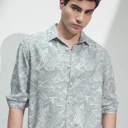 HIGHLANDER Men Comfort Relaxed Fit Floral Printed Spread Collar Casual Shirt-image-1