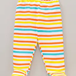 Babyhug Cotton Knit Footed Length Bootie Leggings Football Print Pack of 3 - Multicolour image 2