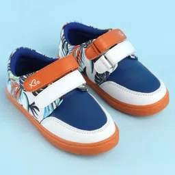 Babyoye Velcro Closure Casual Shoes with Leaf Print - Orange image 2