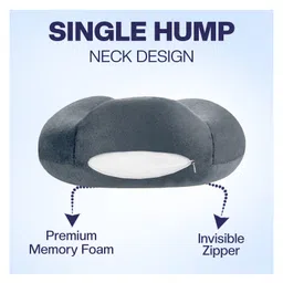 Billebon Premium Neck Pillow Grey Memory Foam Filled Contoured Pillow image 2