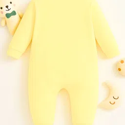 KNITROOT Cotton Knit Family Theme Full Sleeves Cool Like My Chachu Text Printed Romper - Yellow image 3