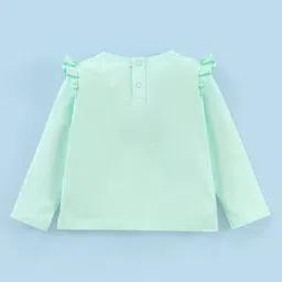 Babyhug Full Sleeve Glitter Printed Top & Skirt Set in Fancy Mesh - Mint & Lilac image 3