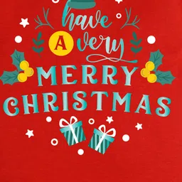 FFlirtygo Christmas Theme Cotton Half Sleeves Have A Very Merry Christmas Printed Onesie - Red image 4