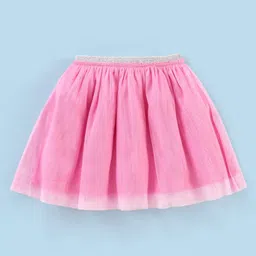 Babyhug Full Sleeve Glitter Printed Top & Skirt Set in Fancy Mesh - Mint & Lilac image 4