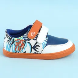 Babyoye Velcro Closure Casual Shoes with Leaf Print - Orange image 4