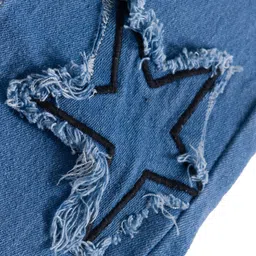 kookie kids india Kookie Kids Denim Full Length Jeans with Star Patch Applique Elasticated Waist and Drawcord - Royal Blue image 4