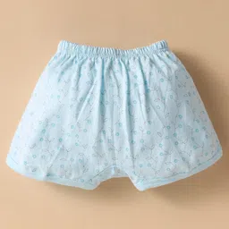 Zero Sinker Knit Front Open Half Sleeves Shorts Night Suit With Floral & Sea Life Print - Light Blue image 5