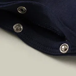 kookie kids india Kookie Kids Interlock Knit Full Sleeves Footed Sleep Suit With Color Block Design - Navy Blue image 5