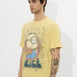 The Souled Store Men Graphic Printed Round Neck Cotton T-shirt image 3