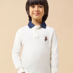 U.S. Polo Assn. Kids Boys Solid Polo Collar Cotton T-shirt-picture-20